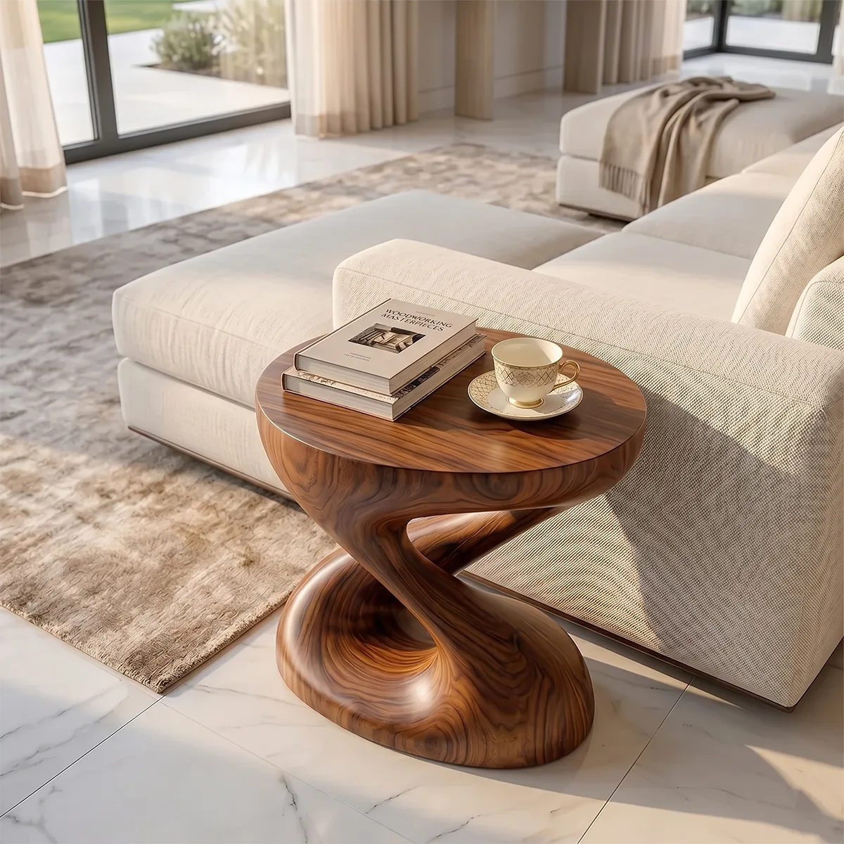Infinity Twist Sculptural End Table, Modern Side Table for Living Room & Lounge Spaces TH003-6538