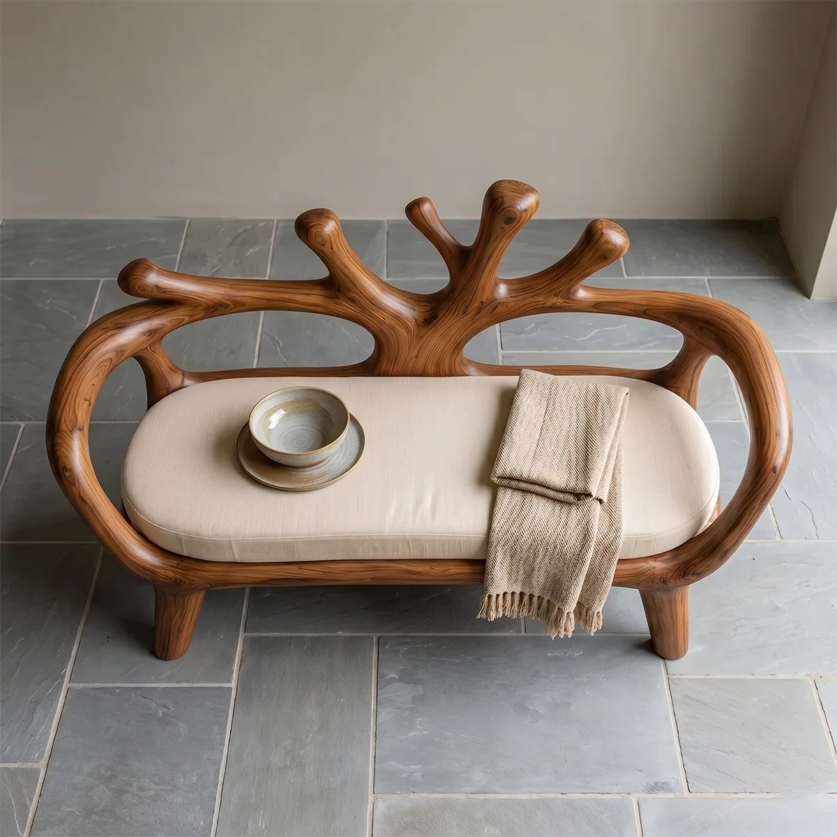 Tree Branch Accent Bench, Organic Sculptural Entryway Seating TH003-9301