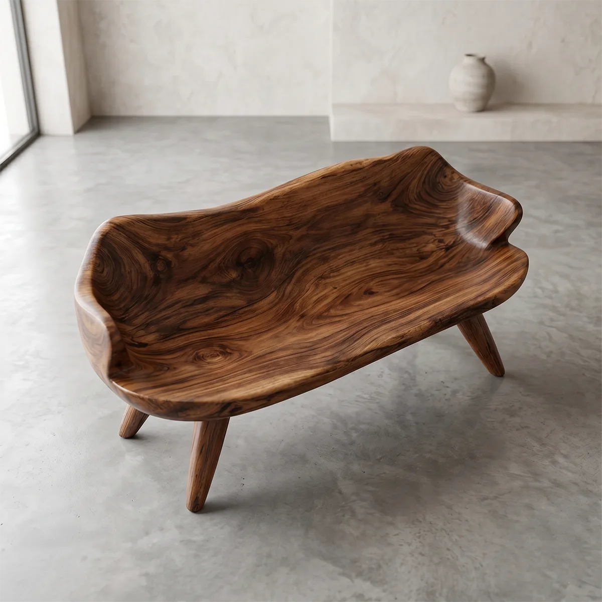 Contemporary Sculptural Bench with Hand-Carved Organic Form TH003-4142