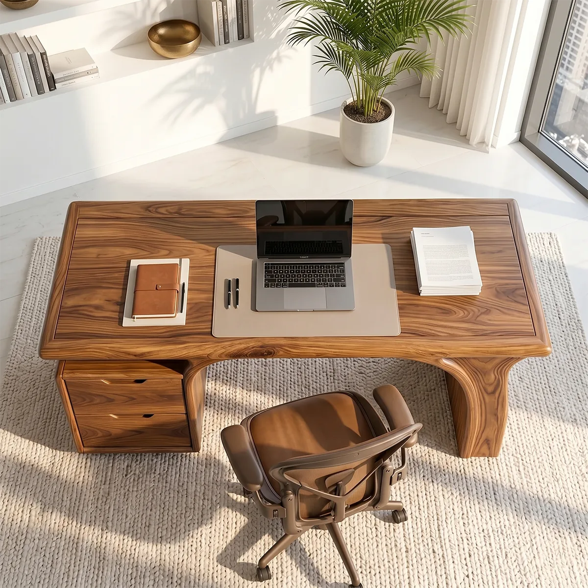Modern Executive Desk with Drawers | Contemporary Luxury Office Desk TH003-4121
