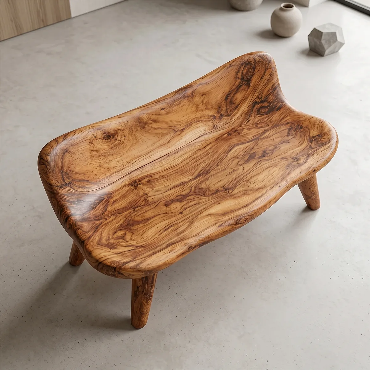 Organic Sculptural Wooden Garden Bench with Curved Backrest TH003-8441