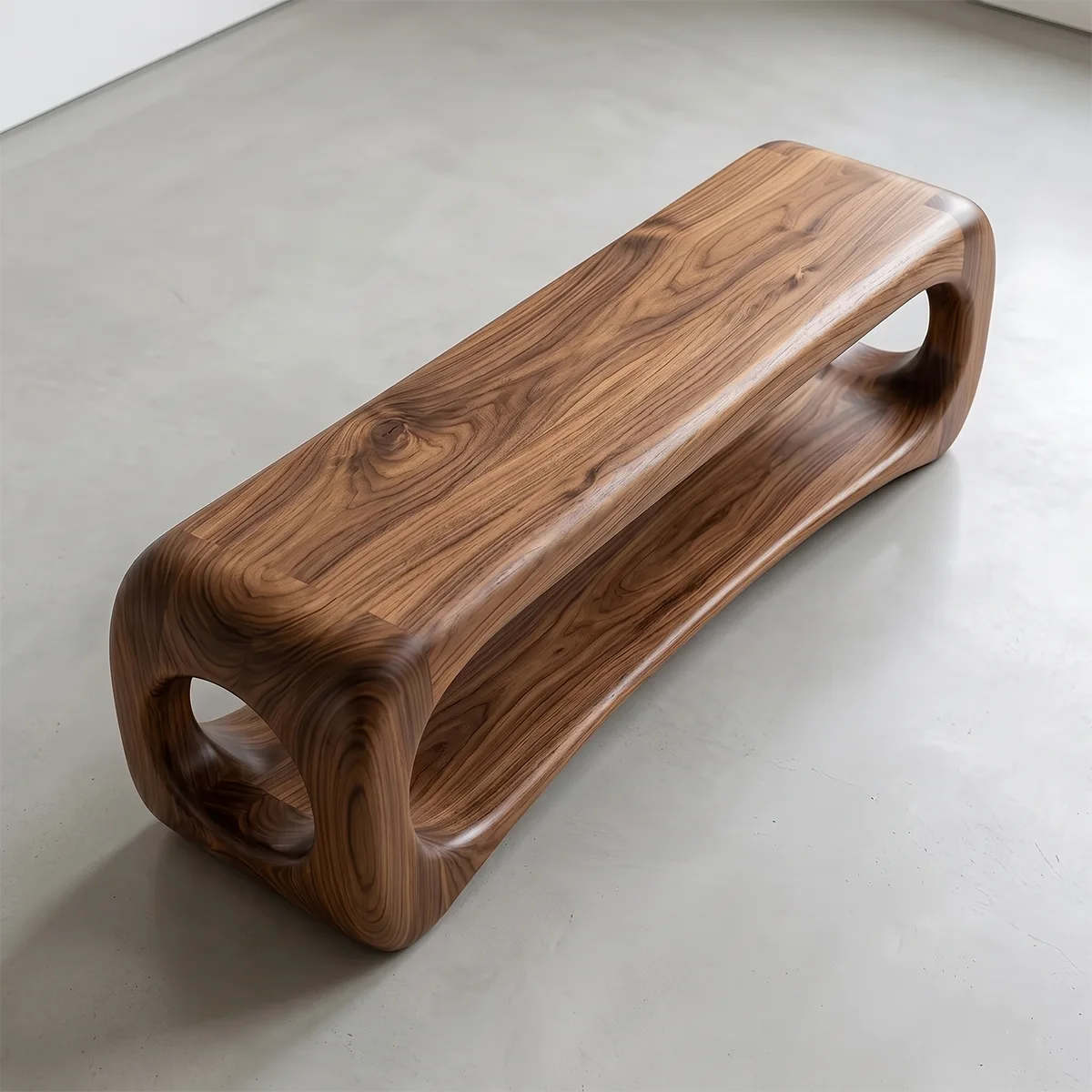 Organic Sculptural Entryway Bench with Integrated Open Shelf TH003-1182