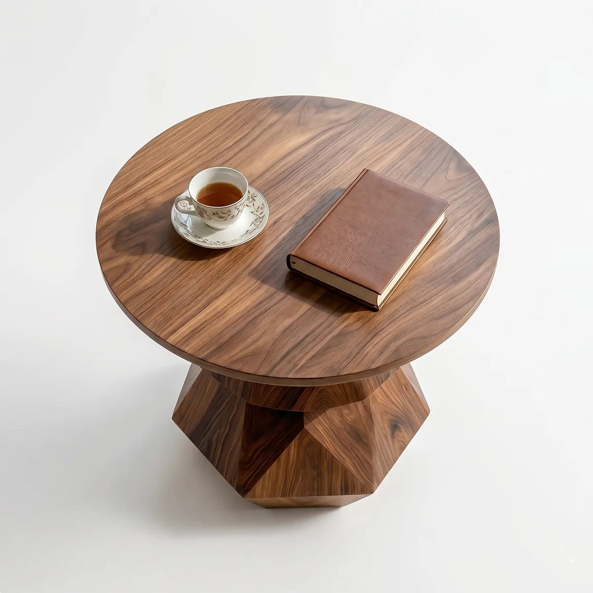 Modern Geometric Pedestal End Table with Sculptural Base TH003-4022
