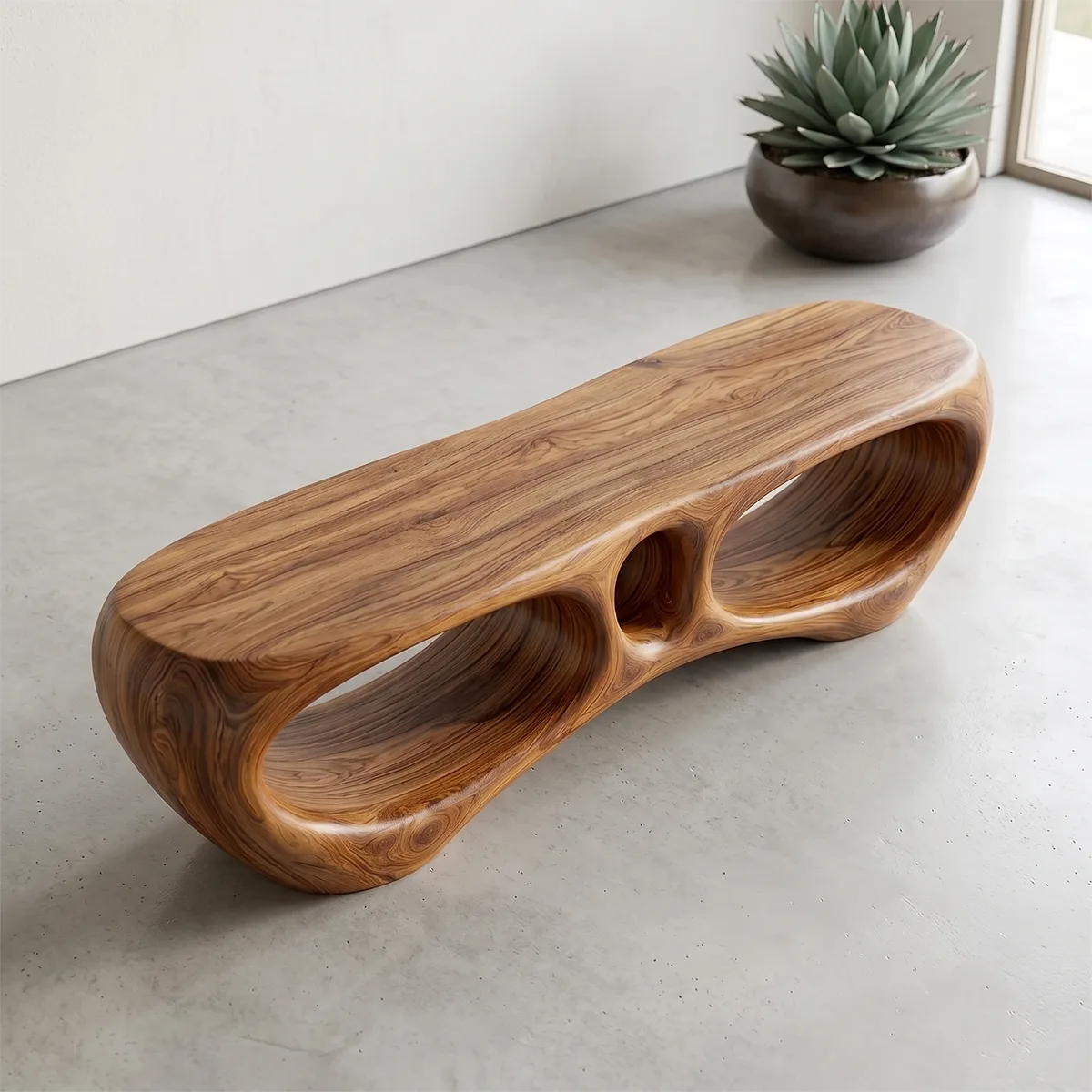 Modern Organic Outdoor Bench with Sculptural Open-Frame Design TH003-7833