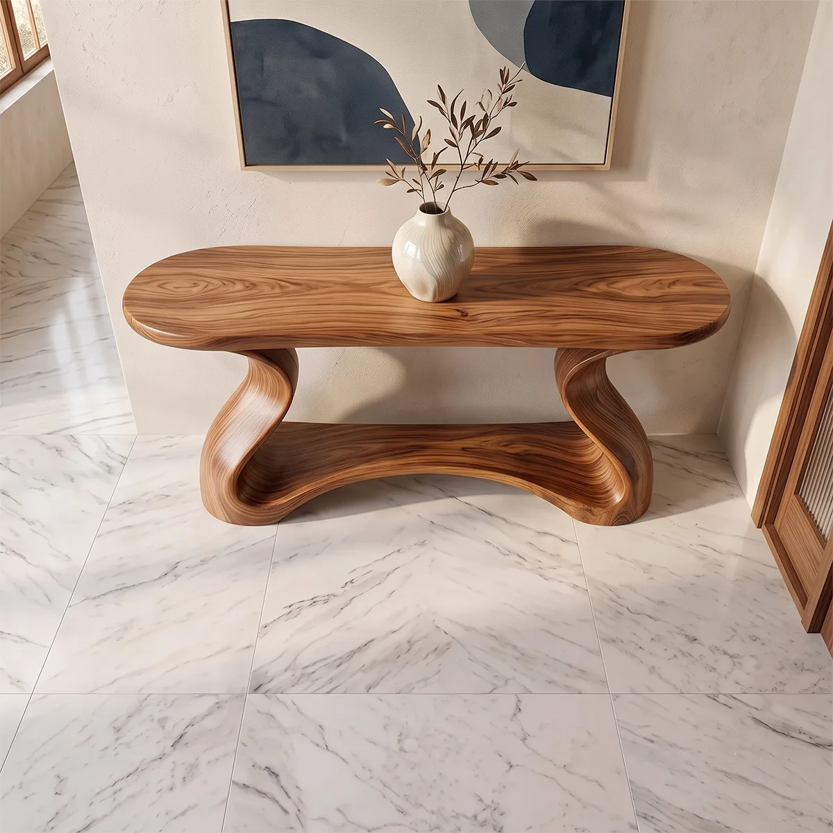 Modern Sculptural Console Table | Organic Entryway Hallway Accent Table TH003-7858