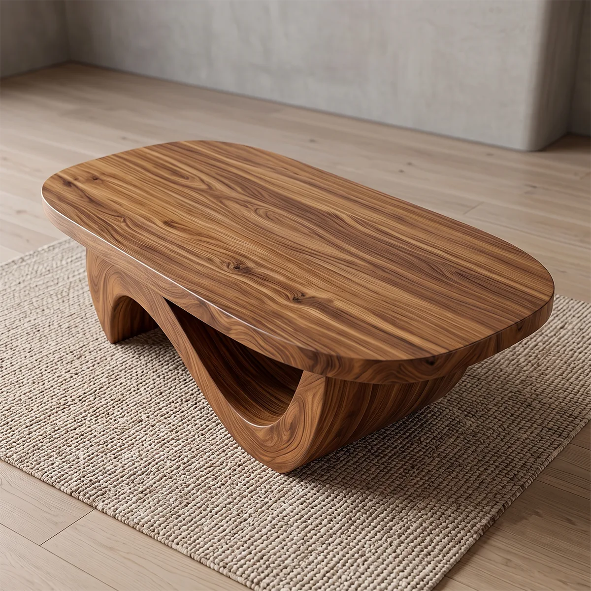 Modern Organic Coffee Table | Sculptural Solid Wood Oval Cocktail Table TH003-8610