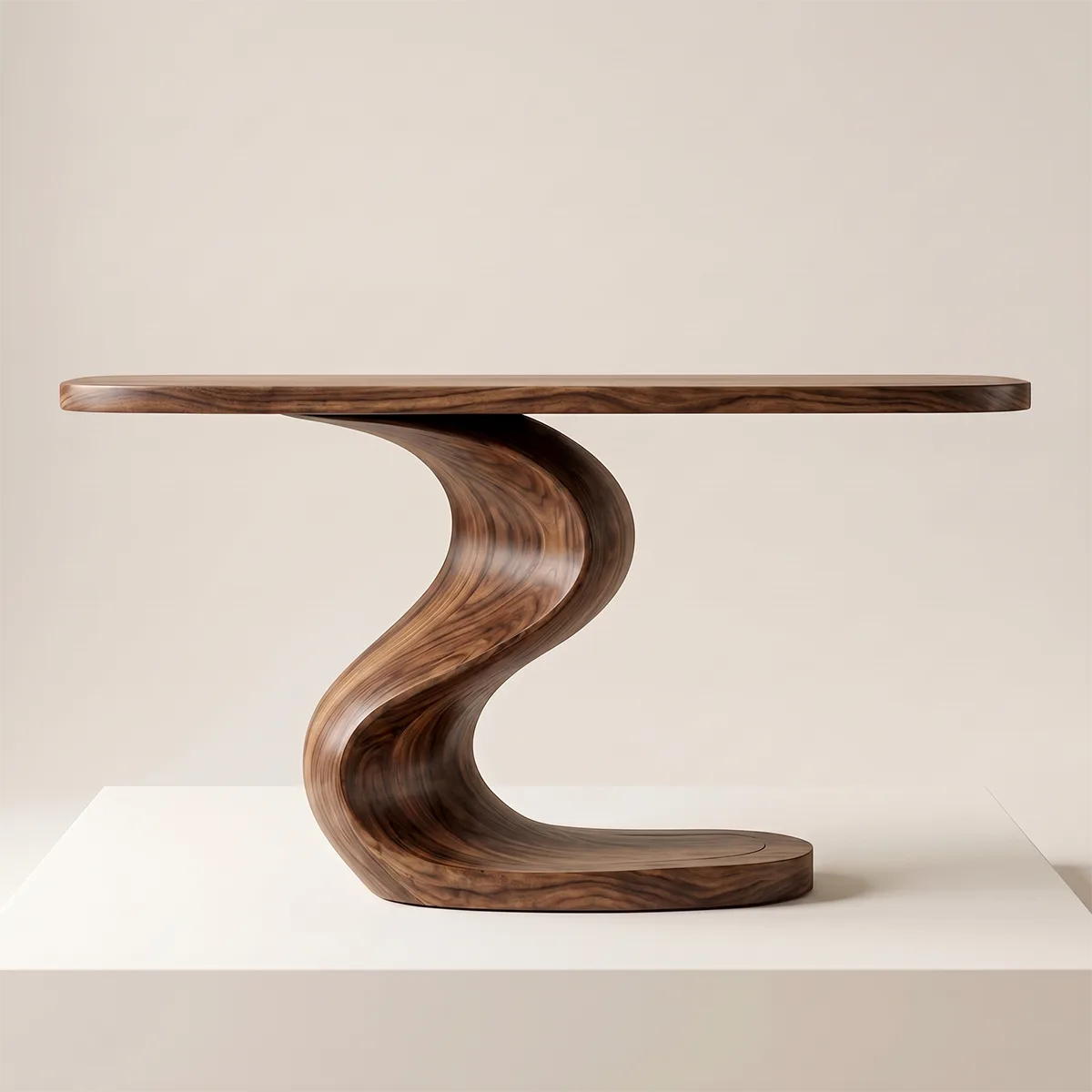 Sculptural Wood Console Table | Modern Entryway Hallway Table
