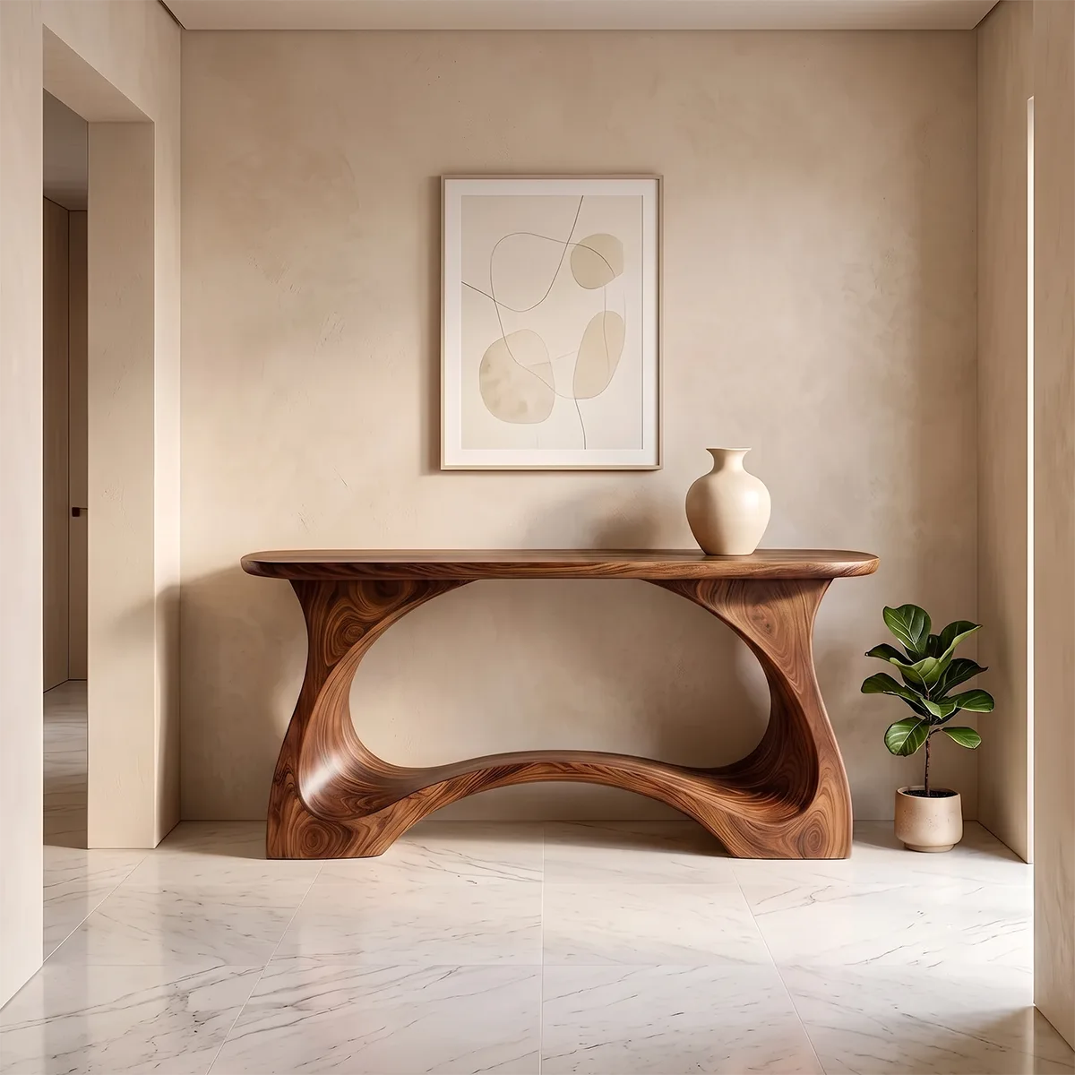 Modern Sculptural Console Table | Minimalist Entryway Hallway Accent Table TH003-6833