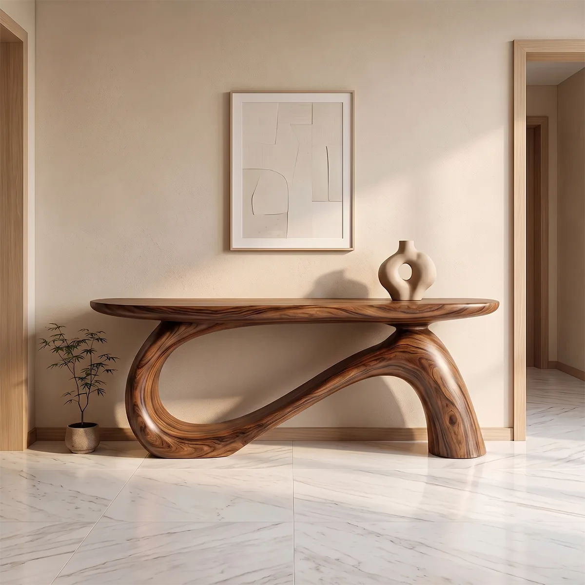 Modern Sculptural Console Table | Organic Entryway Hallway Accent Table TH003-2701