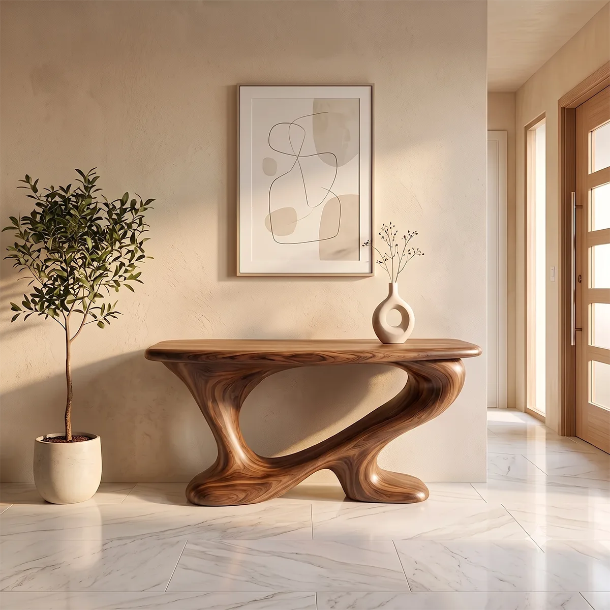 Modern Sculptural Console Table | Contemporary Entryway Hallway Accent Table TH003-1239