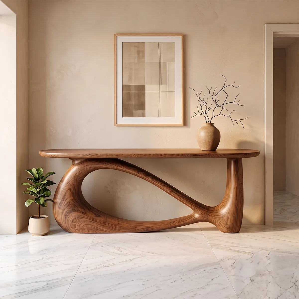 Modern Organic Console Table | Sculptural Entryway Accent Table for Contemporary Homes TH003-8476