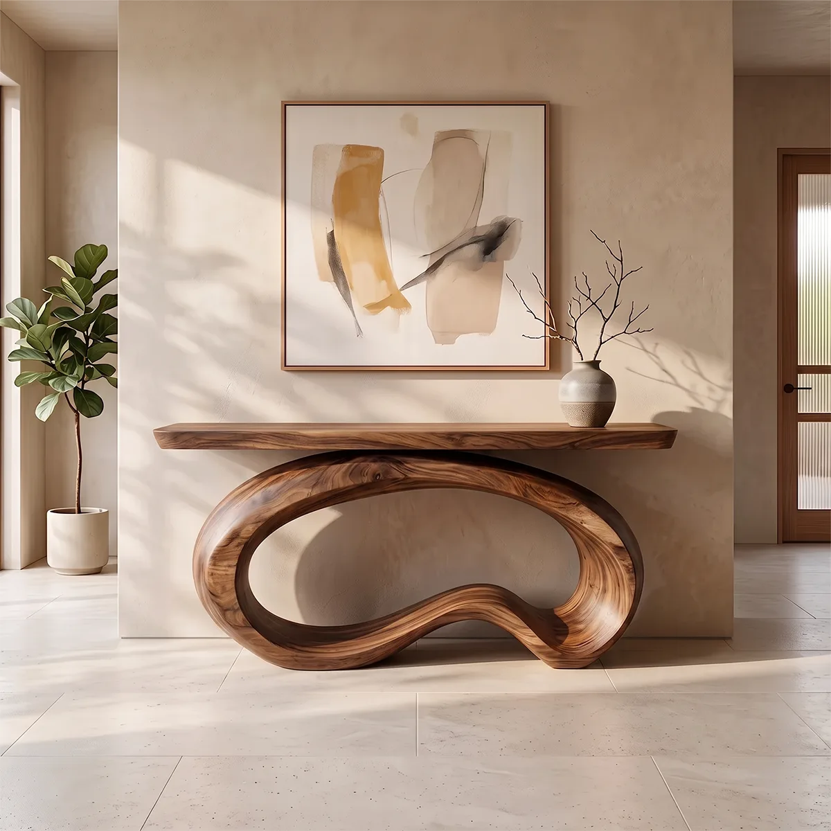 Modern Organic Console Table | Sculptural Entryway Hallway Accent Table TH003-5428