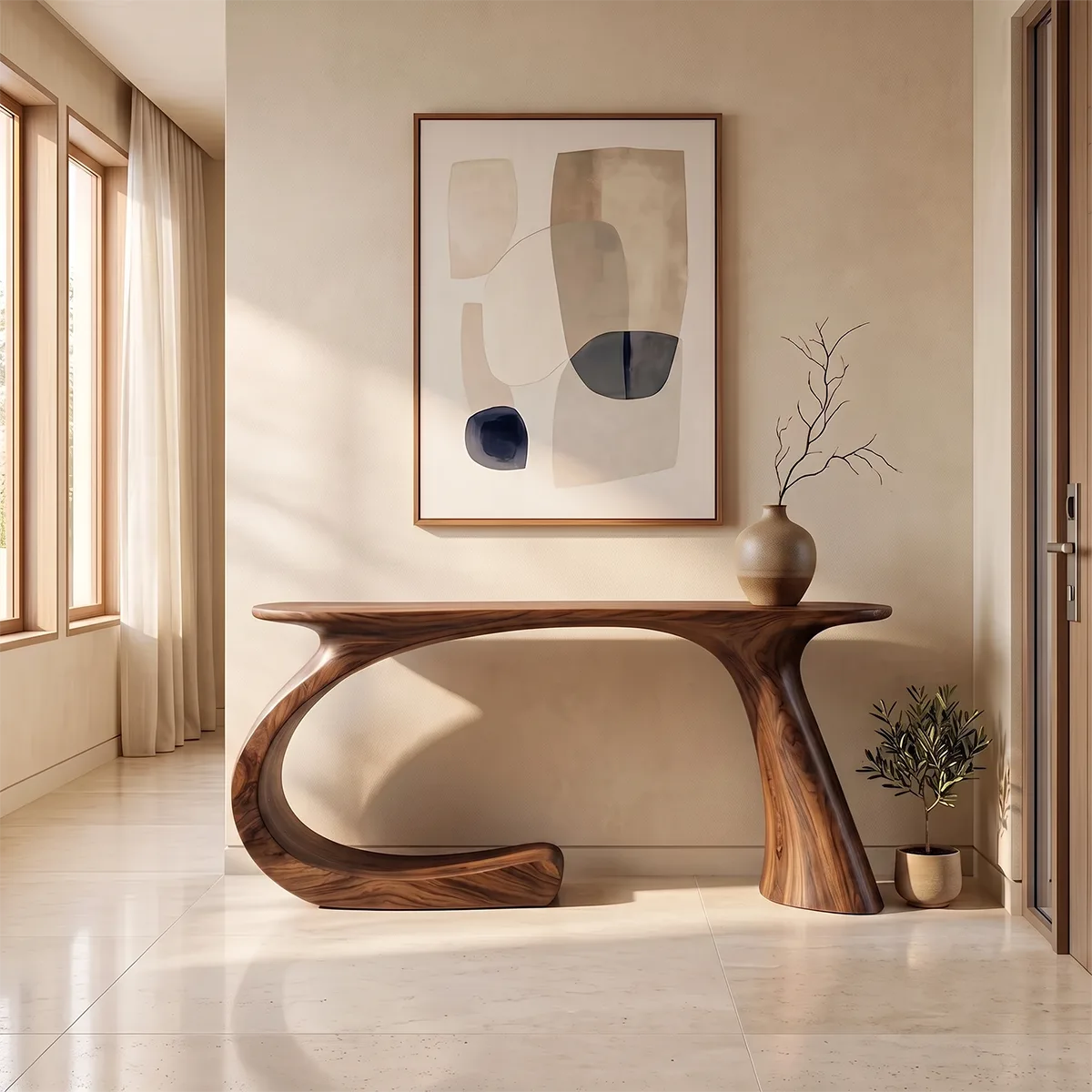 Modern Organic Console Table | Sculptural Entryway Hallway Accent Table TH003-9208