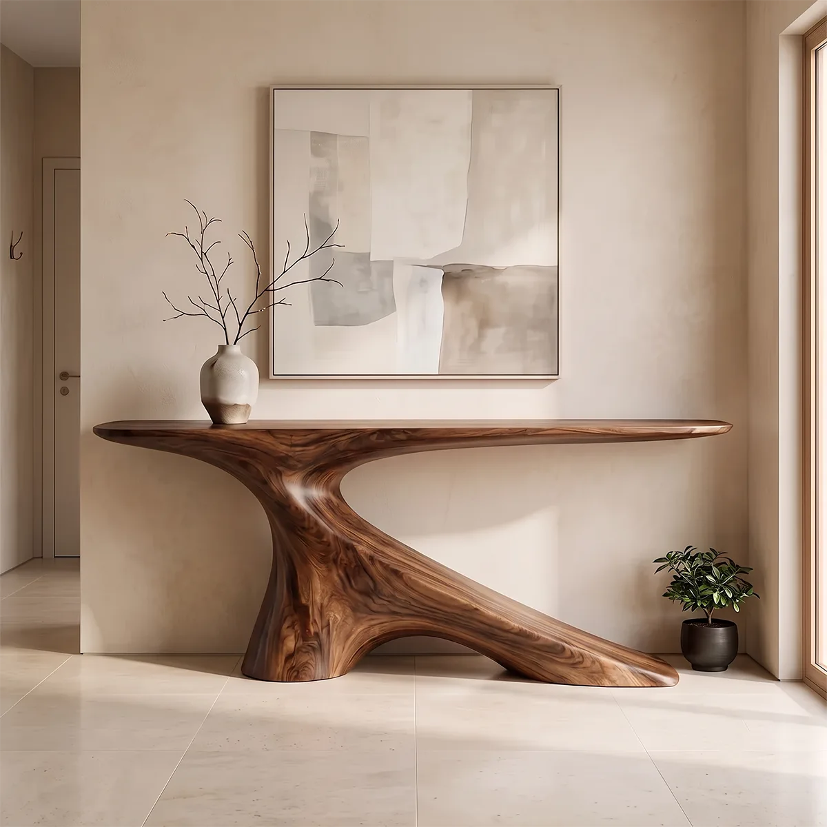 Modern Organic Console Table | Sculptural Entryway Hallway Accent Table TH003-5210