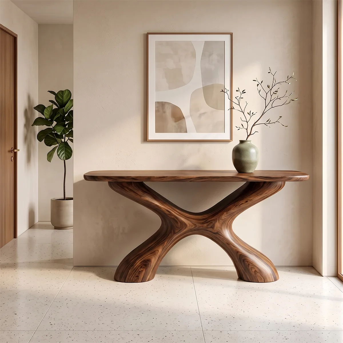 Modern Organic Console Table | Sculptural Entryway Hallway Accent Table TH003-7169