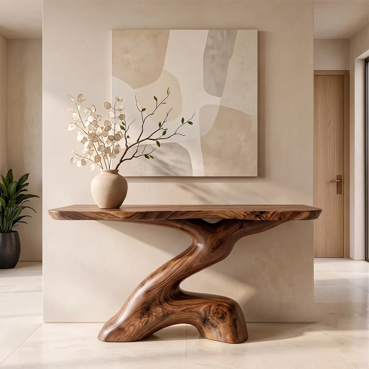 Modern Organic Console Table | Sculptural Entryway Hallway Accent Table TH003-3918