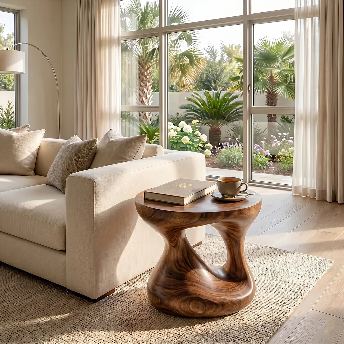 Organic Sculptural End Table with Fluid Open-Center Design TH003-2907