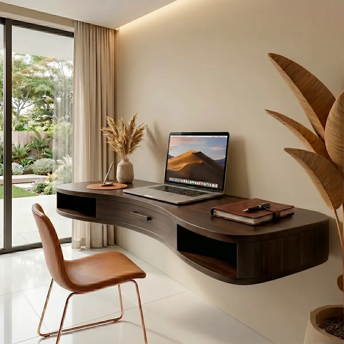 Curved Floating Desk | Modern Wall Mounted Home Office Desk TH003-1100