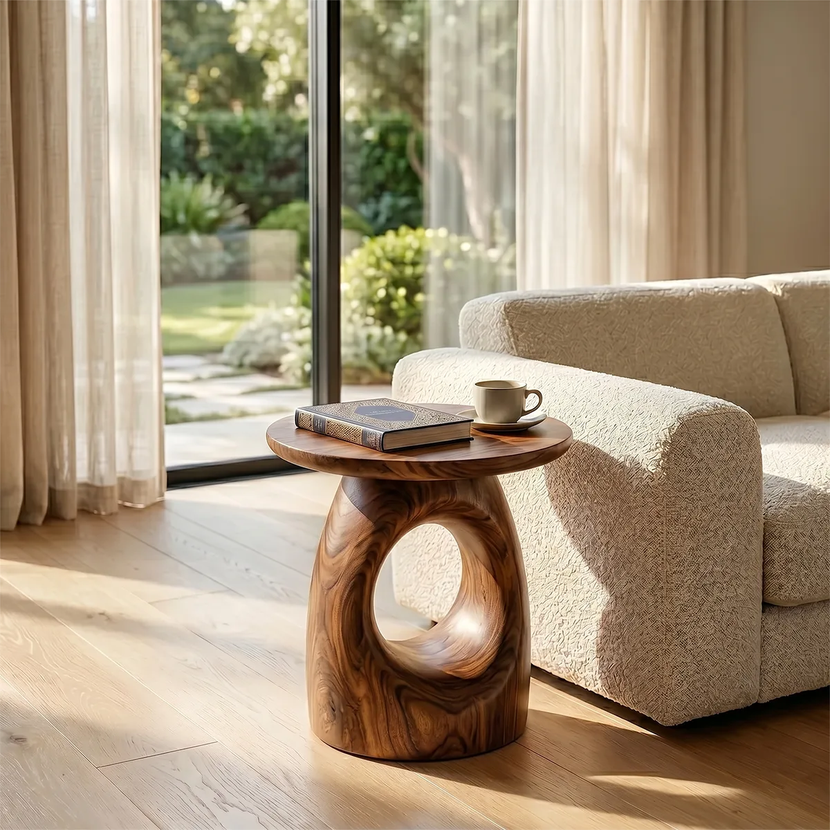 Organic Hollow End Table, Modern Sculptural Side Table for Living Room TH003-7576