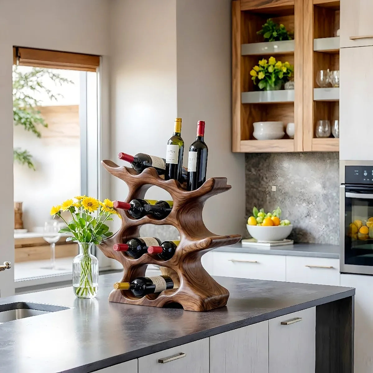 Solid Wood Tree Wine Rack | Handcrafted Bottle Holder HG021-5916
