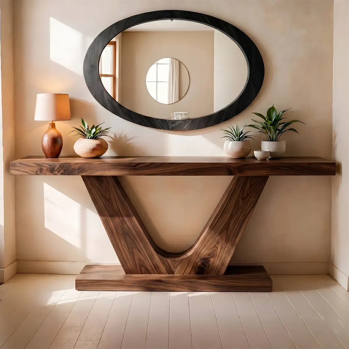 Sculptural Solid Wood Console Table for Entryways, Hallways & Living Rooms TT006-5294