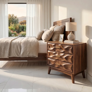 Modern Nightstand with 3 Drawers | Sculptural Contemporary Bedside Table TH003-5140
