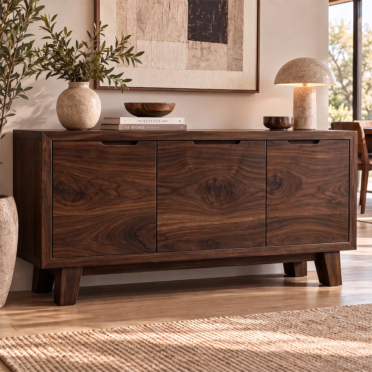 Modern 3-Panel Sideboard with Concealed Storage | Minimalist Living Room Storage Cabinet HG021-3CTB2ZR