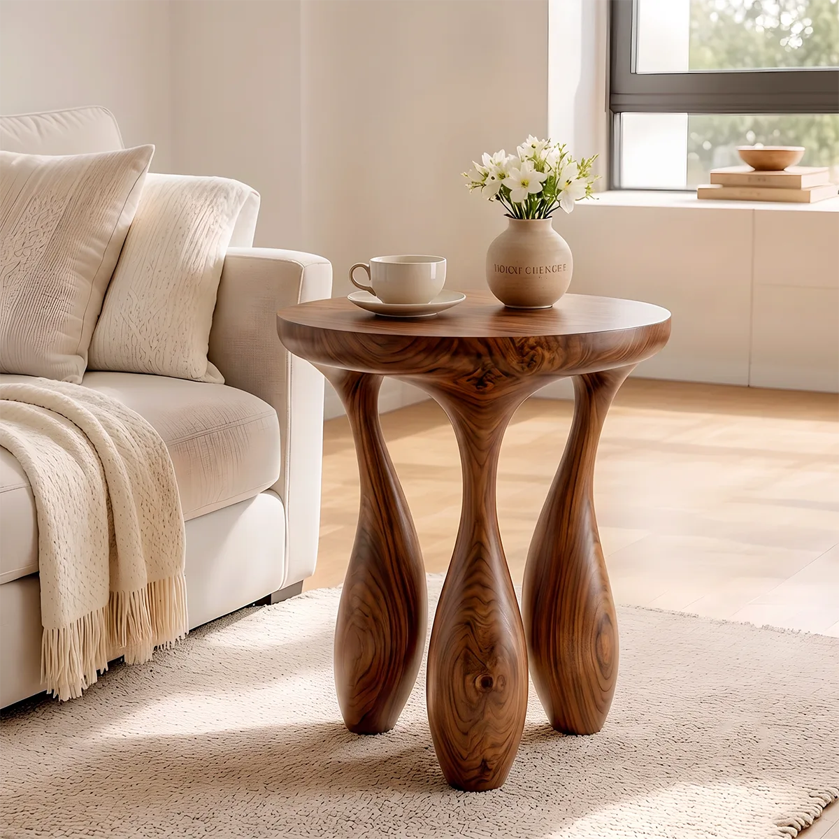Modern Round End Table | Sculptural Four-Leg Accent Side Table HG021-1610