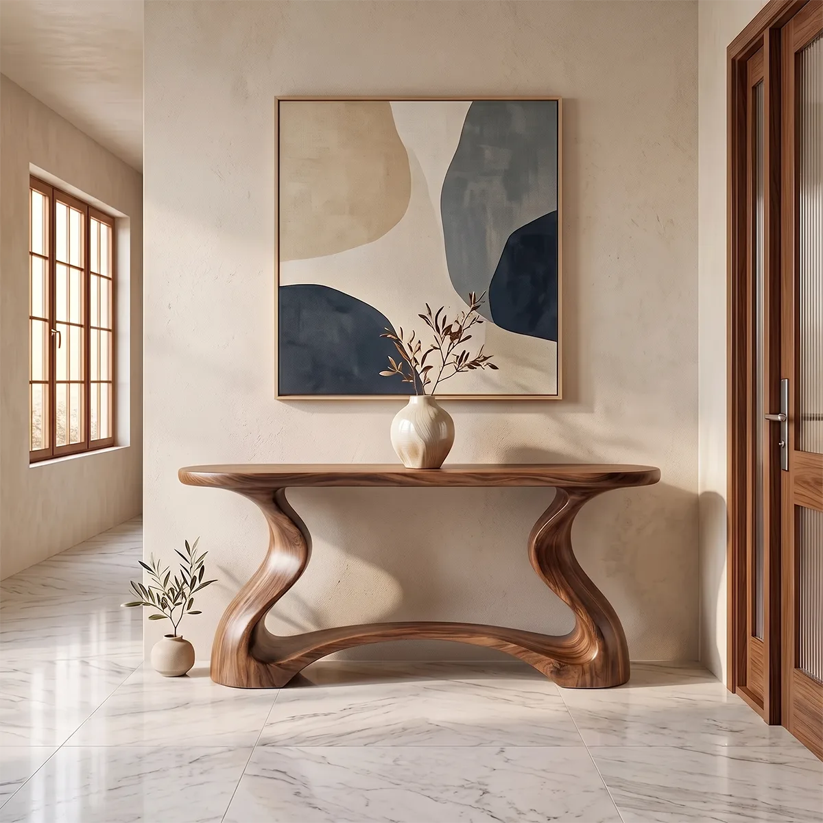 Modern Sculptural Console Table | Organic Entryway Hallway Accent Table TH003-7858