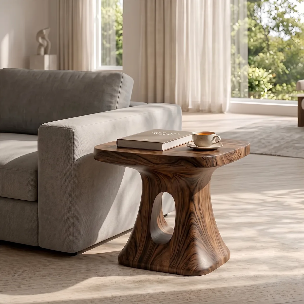 Modern Organic Side Table with Sculptural Open-Cut Base TH003-6097