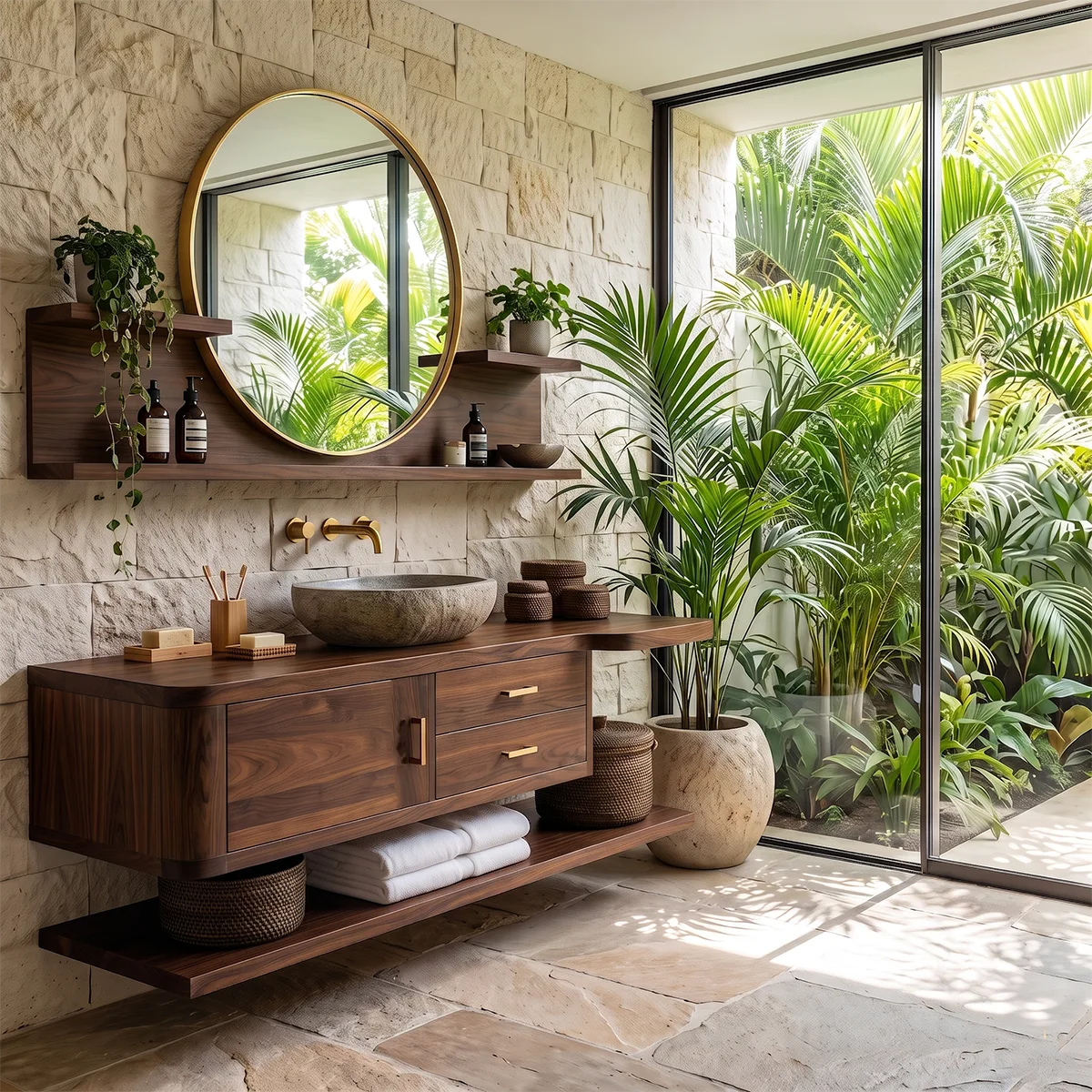Floating Bathroom Vanity with Drawers & Lower Shelf | Modern Wall Mounted Vanity TT006-1NHY8EM