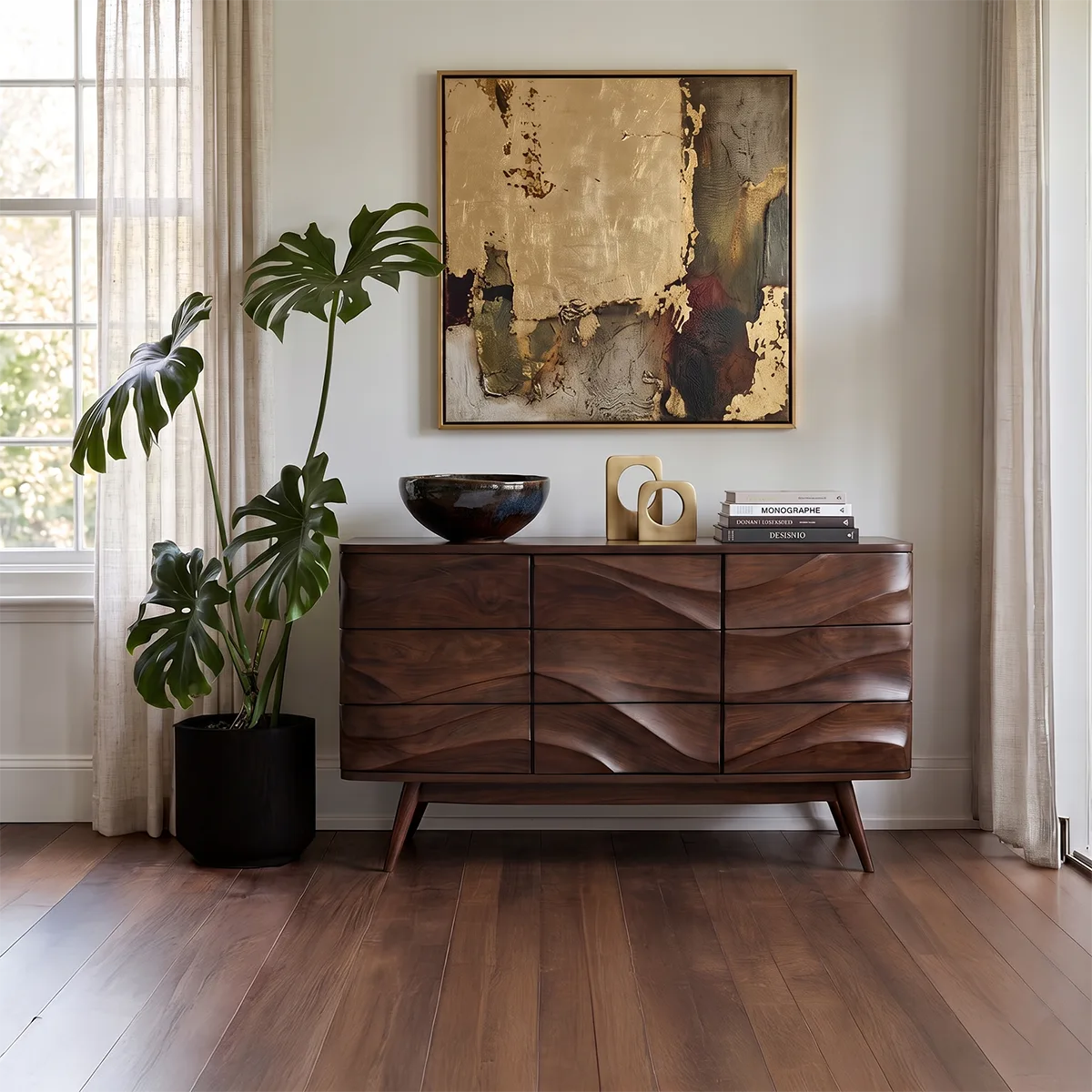 Sculptural Wave Sideboard with Concealed Storage | Modern Statement Storage Cabinet HG021-8RCI9CZ
