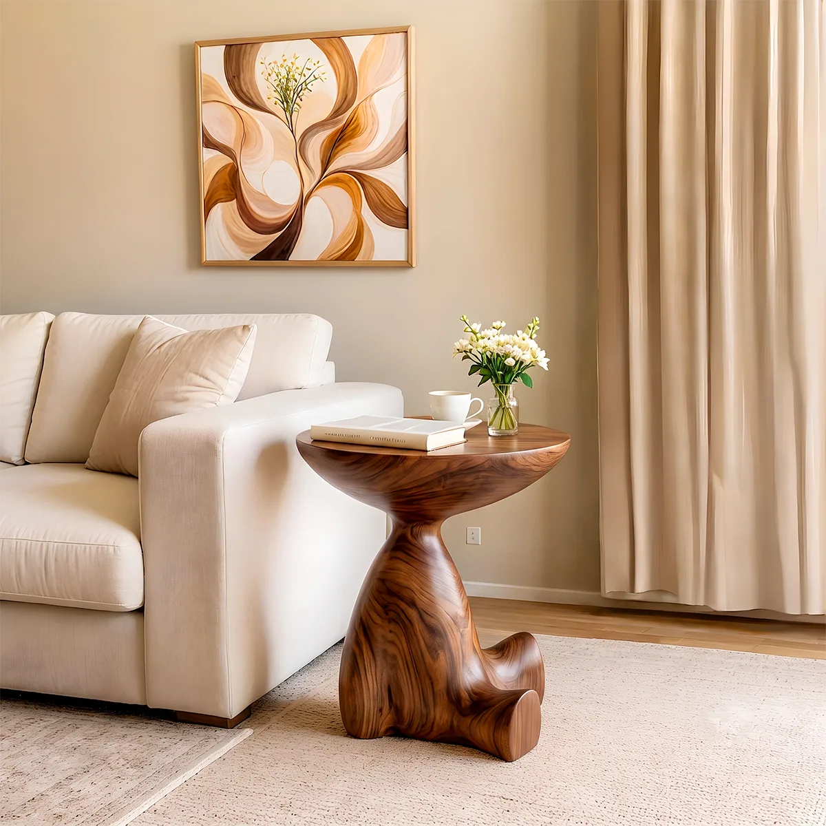 Modern Sculptural End Table | Organic Round Accent Side Table HG021-2912