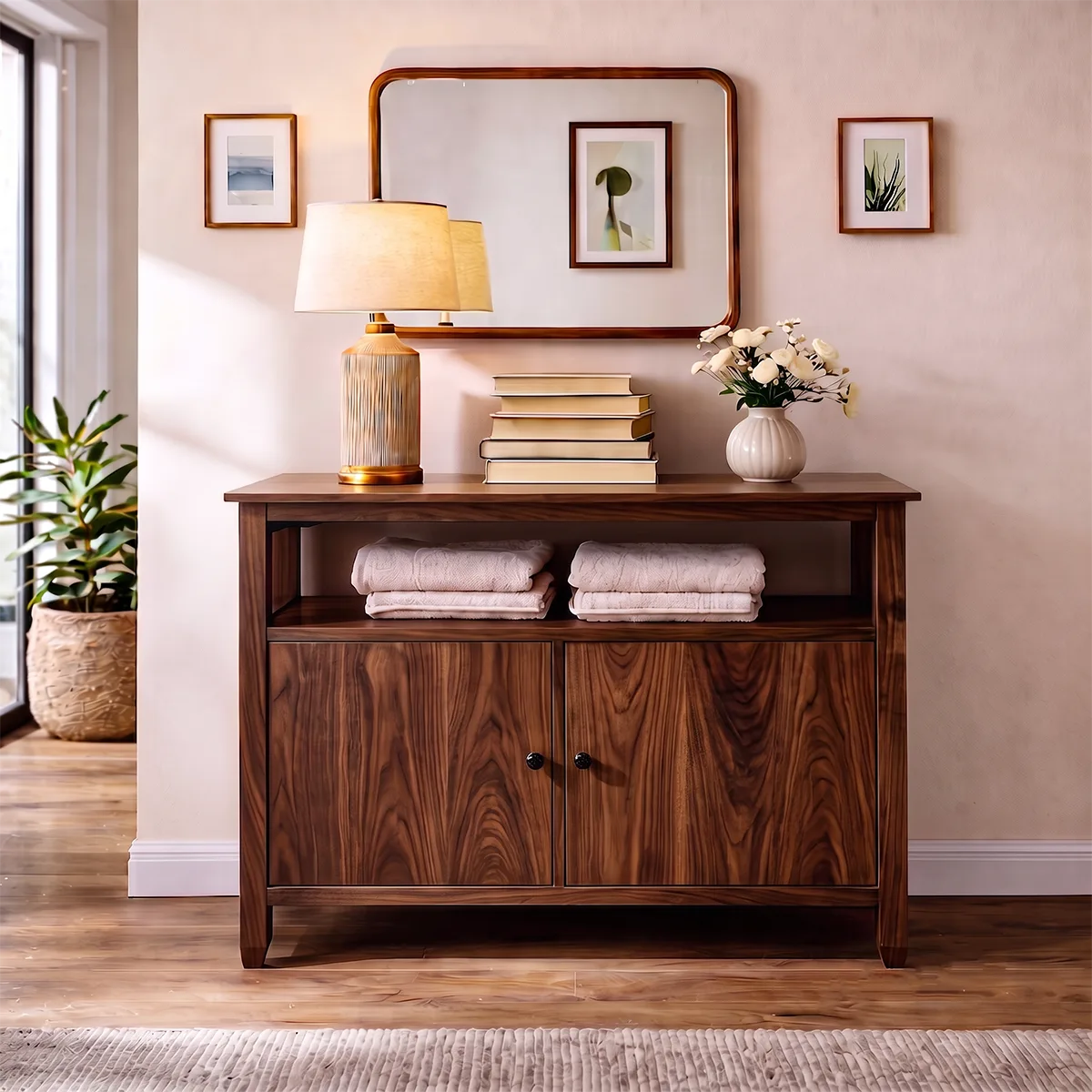 Modern Sideboard with 2 Cabinet Doors and Open Shelf | Versatile Storage Cabinet HG021-7GFQ9LV