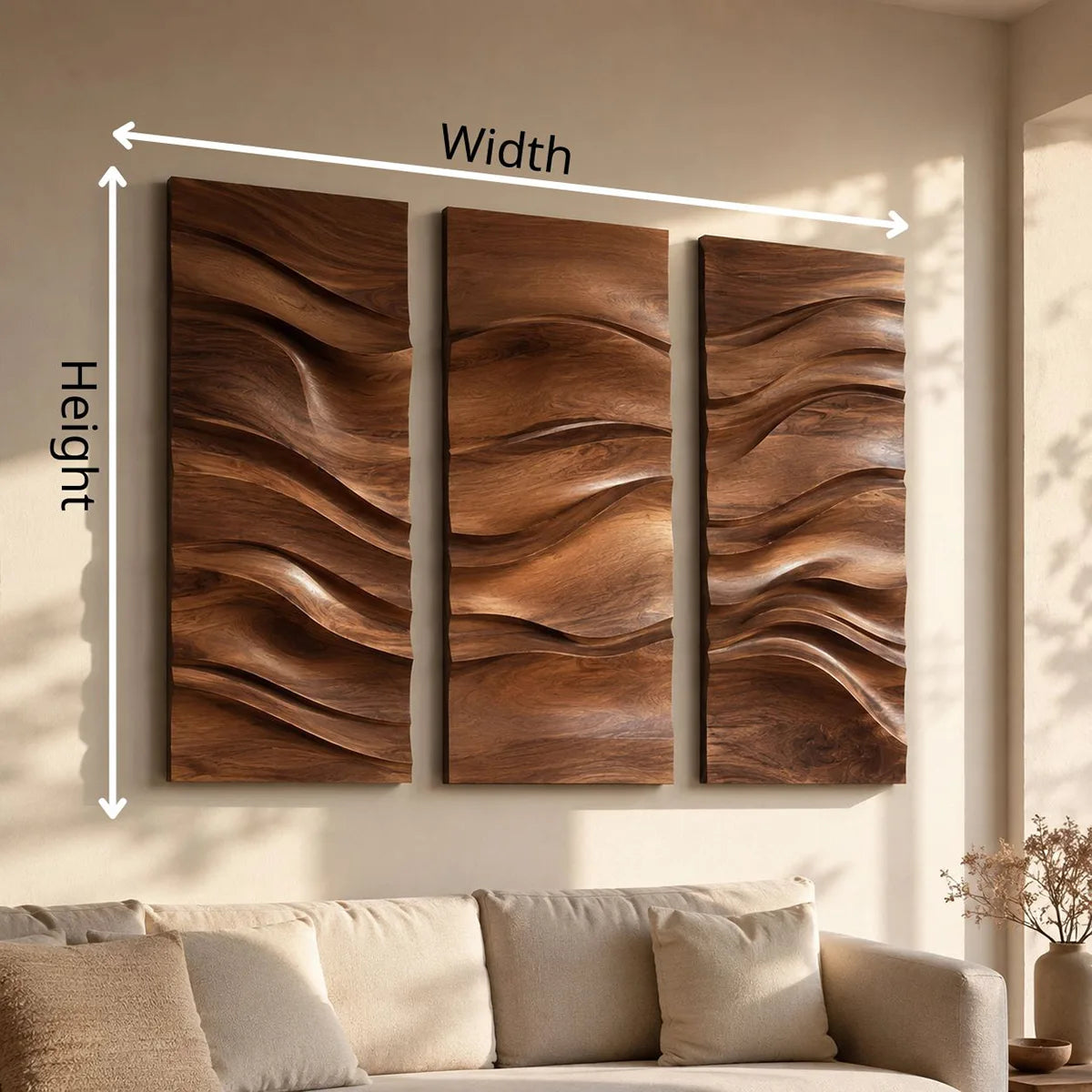 Abstract Wave Wood Wall Art | Vertical Wooden Wall Decor for Living Room, Bedroom & Office TT006-9850