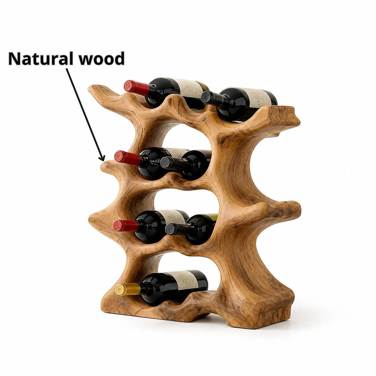 Solid Wood Tree Wine Rack | Handcrafted Bottle Holder HG021-5916