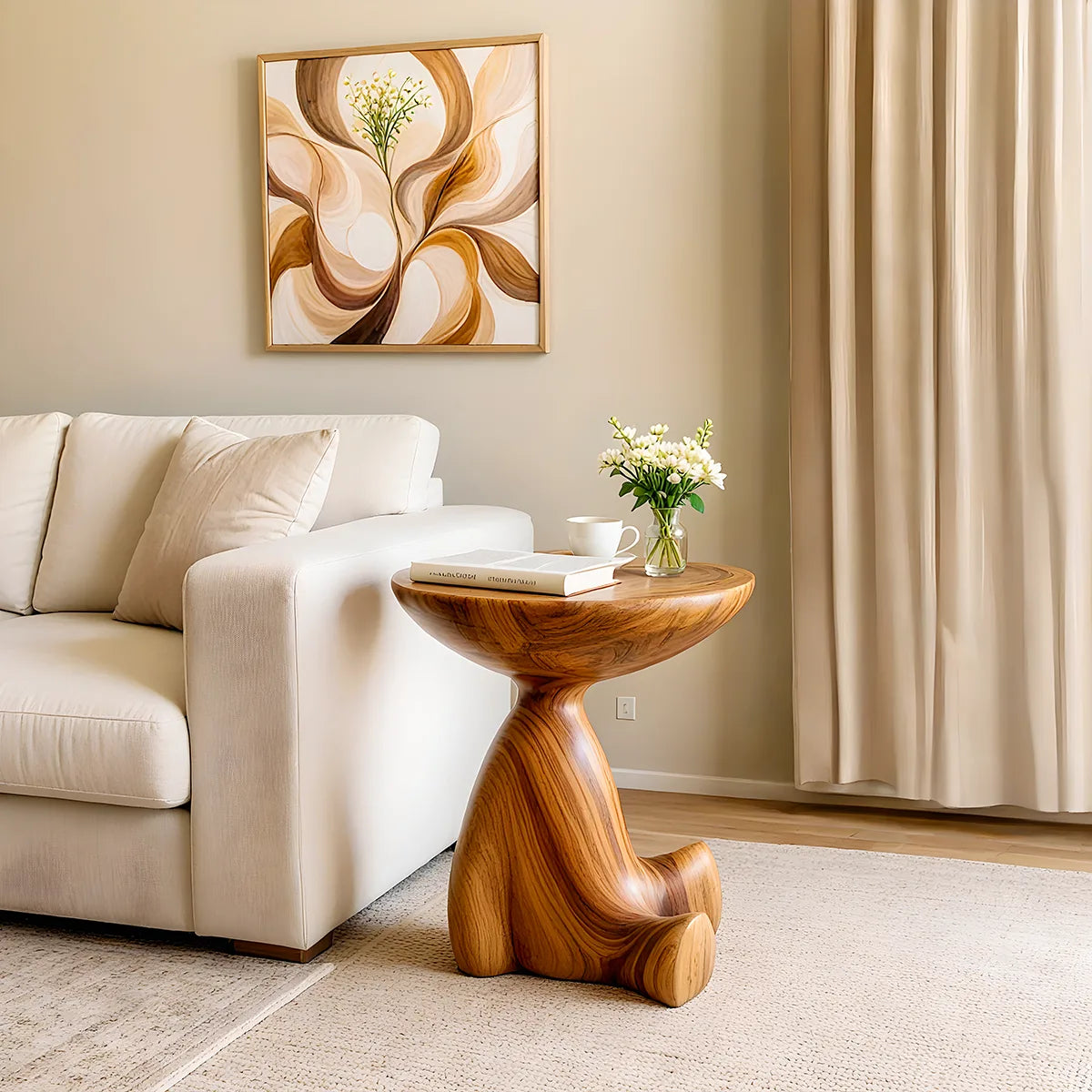 Modern Sculptural End Table | Organic Round Accent Side Table HG021-2912