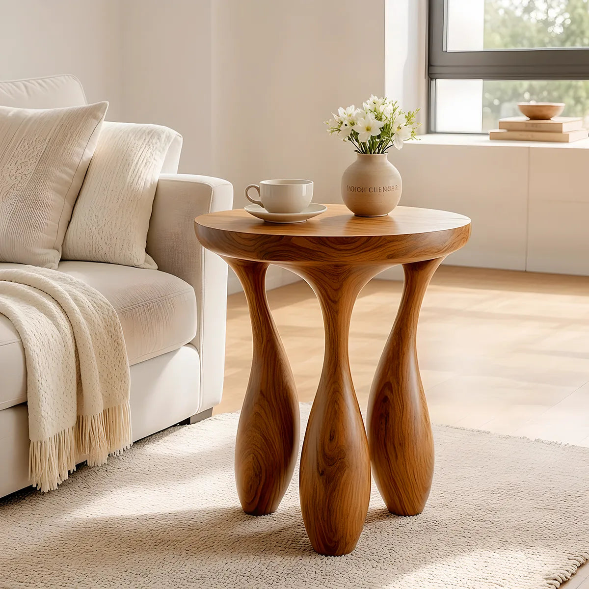 Modern Round End Table | Sculptural Four-Leg Accent Side Table HG021-1610
